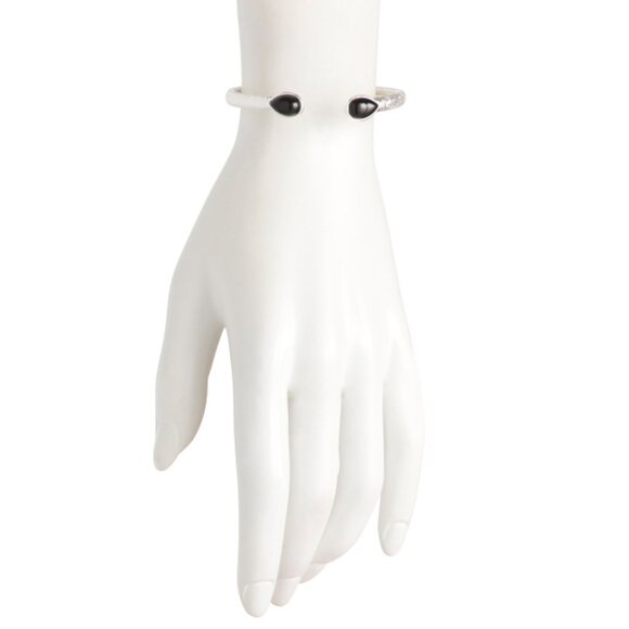 SHAANTI JEWELS  India Sterling Silver Black Onyx Cuff Bracelet - Picture 2 of 2